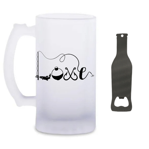 Love Beer Glass and Bottle Opener