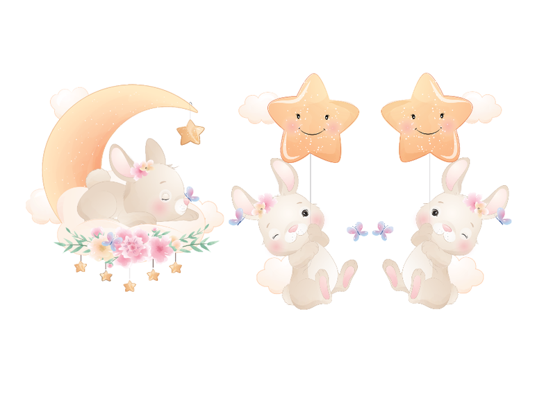 Cute Bunnies Wall Vinyl Stickers