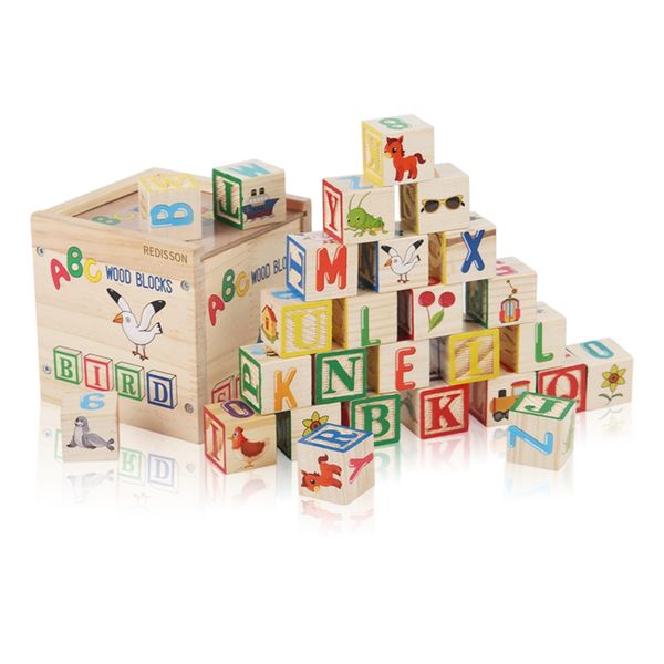 Educational Classic Abc Wooden Blocks For Toddlers Alphabet Number 27Pcs