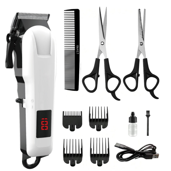 Professional Hair Clipper Beard Trimmer Set with 2 Scissor and a Comb