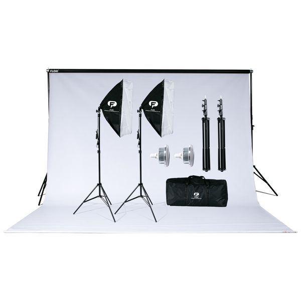 Floxi 3 Color 170W Softbox LED +2.2 Pvc Backdrop Bundle