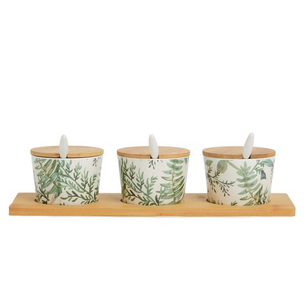 George &amp; Mason - Bamboo Fibre 3 Piece Condiment Set on Stand