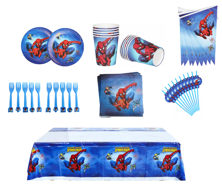 SpiderMan Themed Disposable Party Tableware Boys Paper Plate Cup Decor