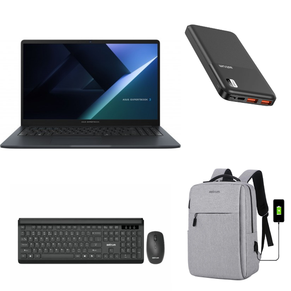 ASUS ExpertBook Laptop , Keyboard and mouse , Powebank &amp; Backpack Bundle.