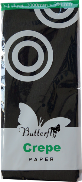 Butterfly Crepe Paper - 12 Sheets (2m X 500mm Each) Black