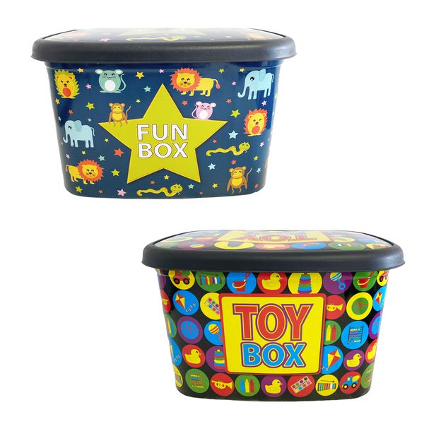 25L Colourful Toy Storage Box - Set of 2