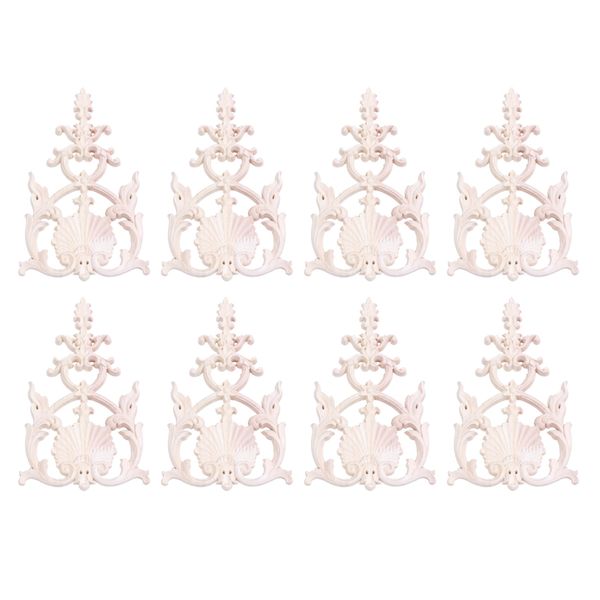 8X Rubber Wood Carved Applique Vintage Furniture Craft Decor