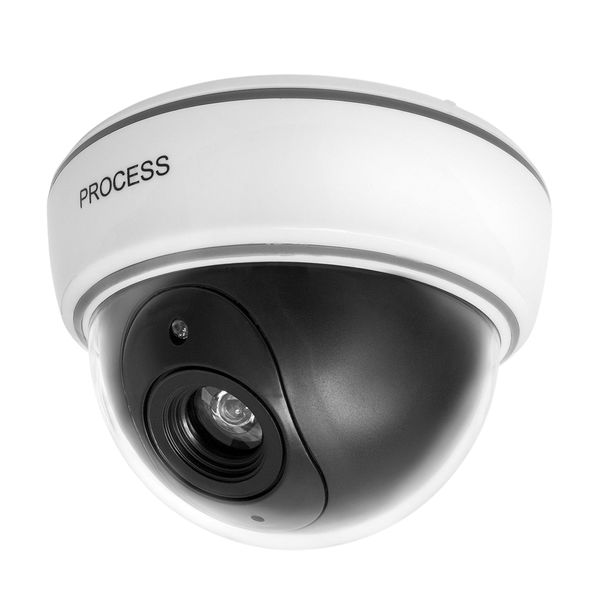 Dummy White Dome Surveillance Camera with LED Light - 2 Pack