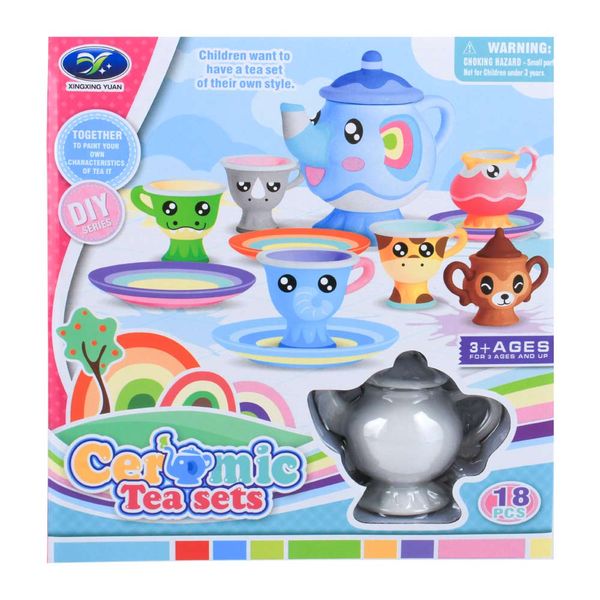 Kytsch 18-piece DIY Painting Ceramic Tea Pot Set