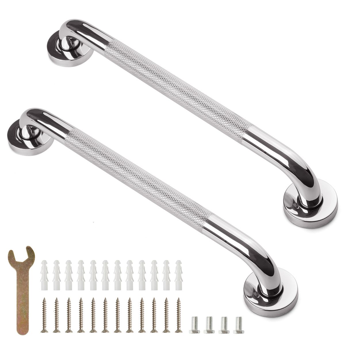 Chenshia 40cm Stainless Steel Grab Bars for Anti-Slip Shower Handles 2 PCS