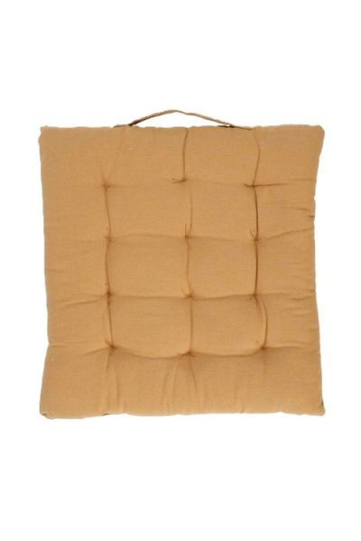Plain Cotton Chairpad, 40x40cm Orchre Pack Of 2