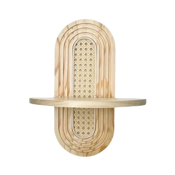 Home Decor Wall Floating Mounted Modern Boho Wooden Shelf (38cm)