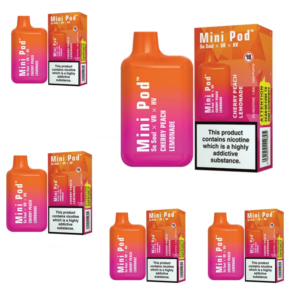 Mini Pod 1000 Puffs Disposable Vape - Cherry Peach Lemonade (Pack