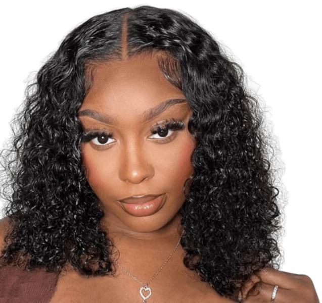Geebuy 14-Inch Water Wave Curly Wig Brazilian Hair 13x4 Full Lace Front Wig