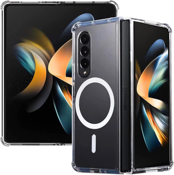 Magnetic Clear Back Cover Case Compatible with Samsung Galaxy Z Fold 4