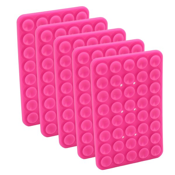 Pink 5Pcs Suction Silicone Phone Case Mount Hands Free Holder