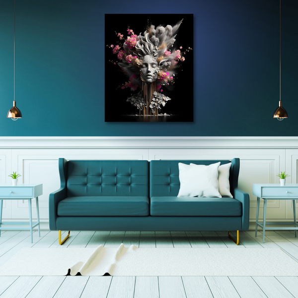 Canvas Wall Art Decor - Pink &amp; Gold Bloom Artwork