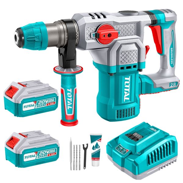 Total Tools Cordless Rotary Hammer 4.5J with 2 x 5Ah Batteries &amp; Charger