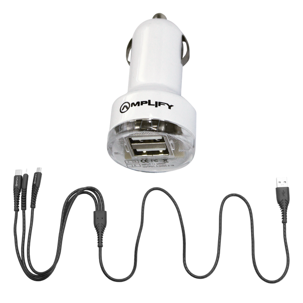 Amplify Car Charger and 3-in-1 Cable Bundle