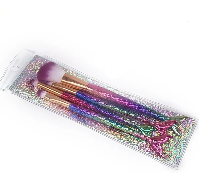 4 Piece Mermaid Make Up Brush Set