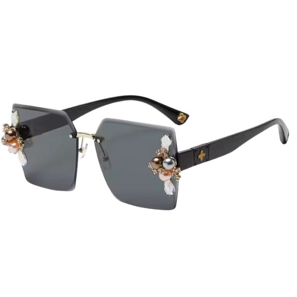 Vintage Rimless Pearl Party Sunglasses