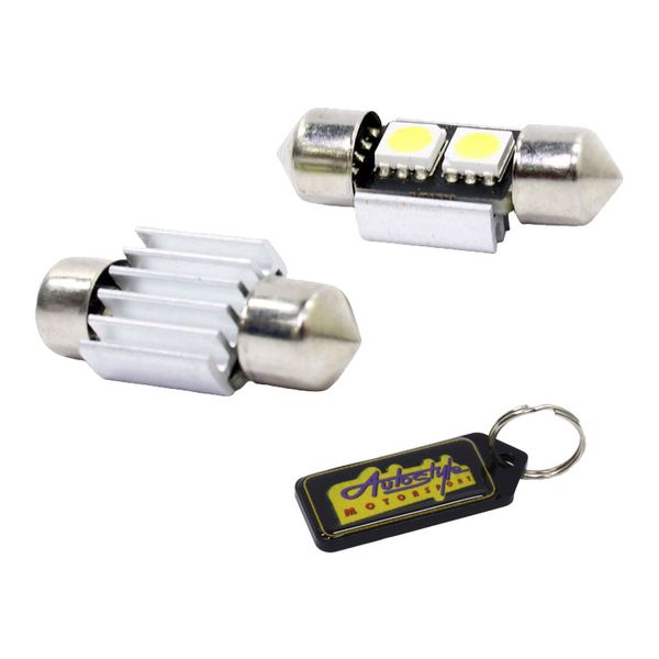 SMD Interior LED Bulbs with Canceller - 31mm - White - Set of 2 &amp; Keyring