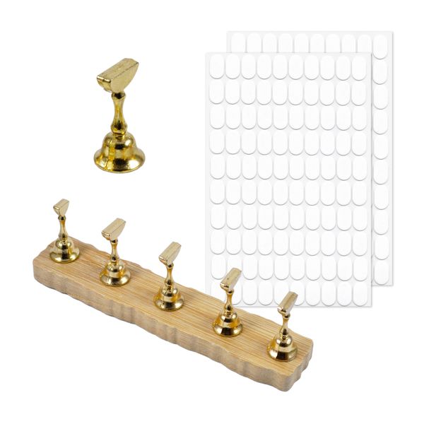 Nailtion Nail Art Practice Set Bamboo &amp; Gold Magnet Press-On Nails Holder