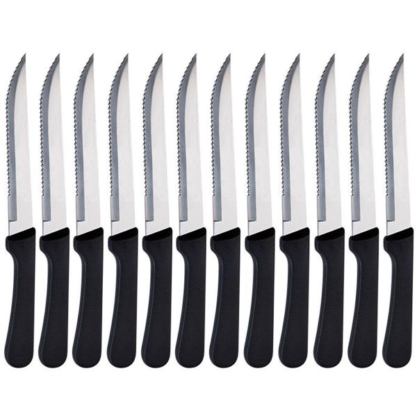 12 Piece Steak Knives Set Serrated Blades Stainless Steel Durable Ergonomic