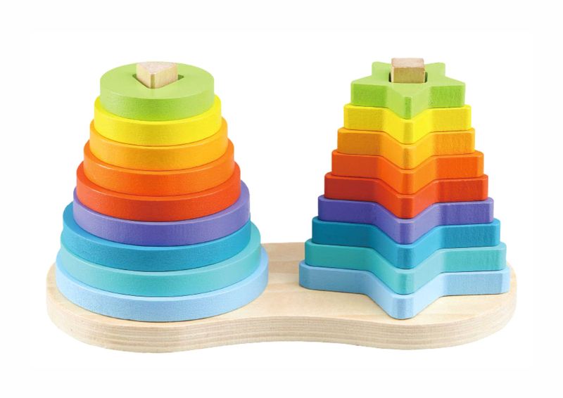 Wooden Rainbow Stacker - 15 Pieces