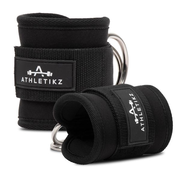 Athletikz Adjustable Ankle Straps for Gym Cable Machine -Glute Cuffs (Pair)