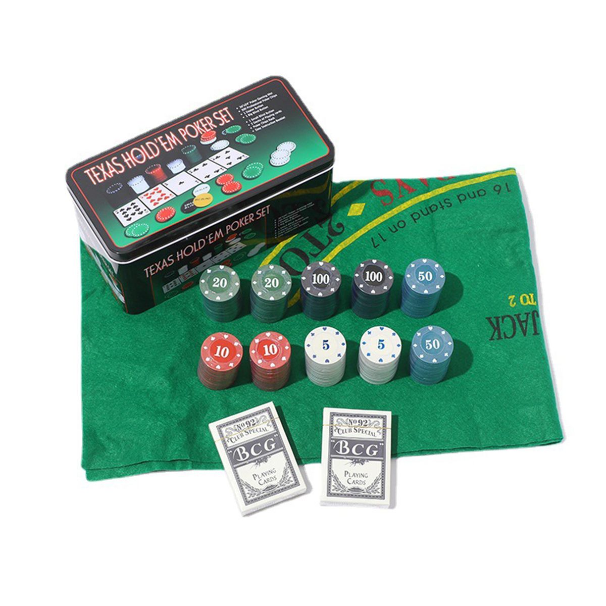 Texas Hold'em Poker Set with Black Jack Mat Shop Today. Get it