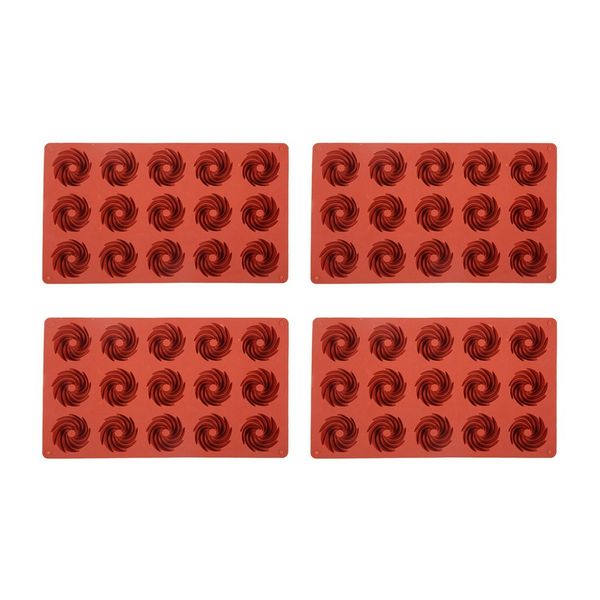 Mini Spiral Shaped 15 Cavity Silicone Cake Molds 4Pcs