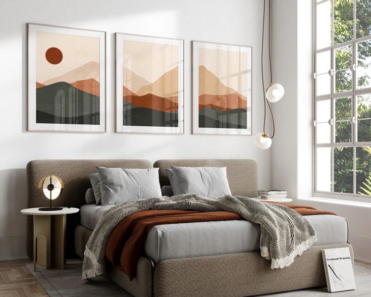 Boho Wall Art Abstract Landscape - A3 - Unframed