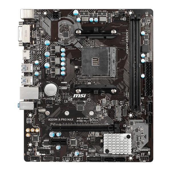 MSI A320M PRO-A MAX AMD AM4 Micro-ATX Gaming Motherboard - Black