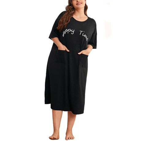 Women Plus Size Nightgown Short Sleeve Sleepwear Loose Comfy PJ Sleep Dress Image