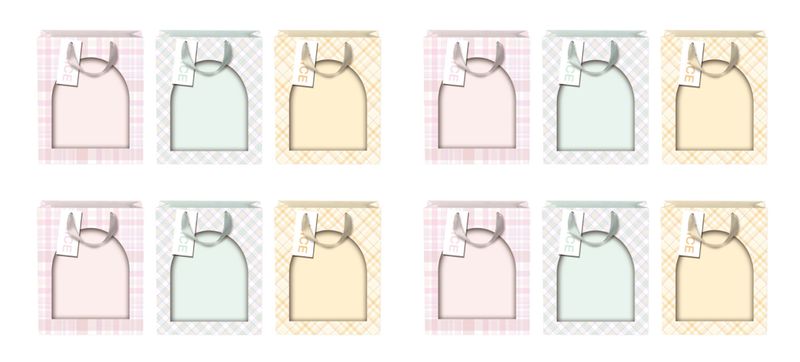 x12 Piece Arch Design Mixed Colour Gift Bag Set - 32 × 42 × 11.5cm.