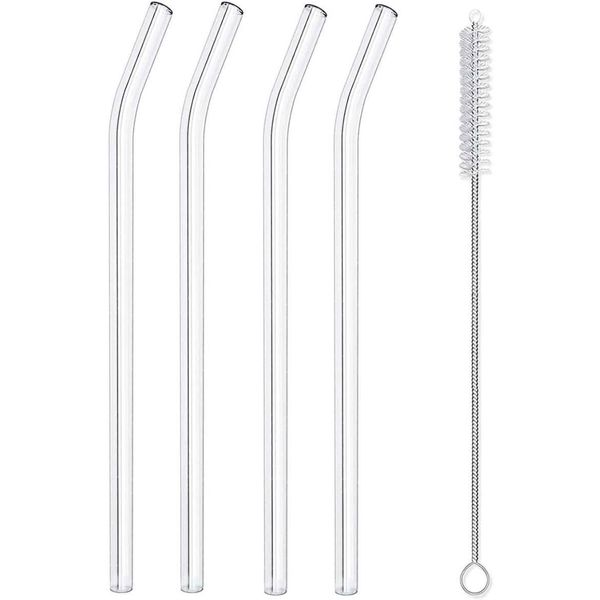 TAKMEHOME Reusable Borosilicate Glass Straw Set With Cleaning Brush
