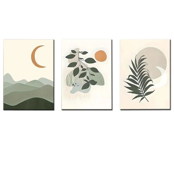 Canvas-Art-3 Pieces Sage Green Landscape Abstract Wall Art