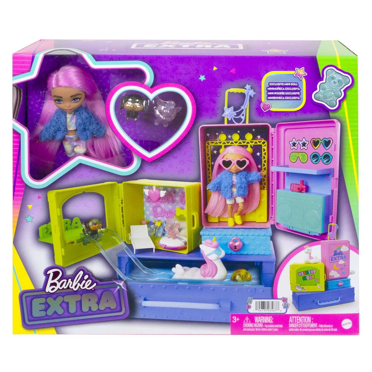 Barbie Extra Minis Doll and Fashion Playset with 15 Pieces