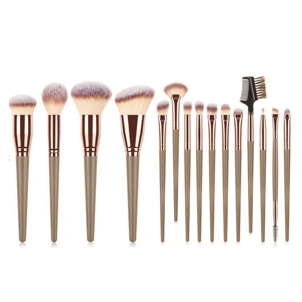 15Pcs Brushes Makeup Kit Makeup Cosmetic Brushes Set with Storage Bag- Gold