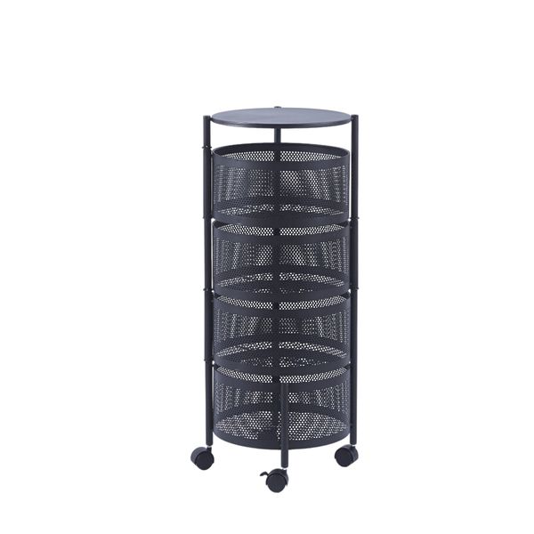 4 Tier Rotatable Metal Storage Trolley Cart Shelf Mobile Rack Organizer