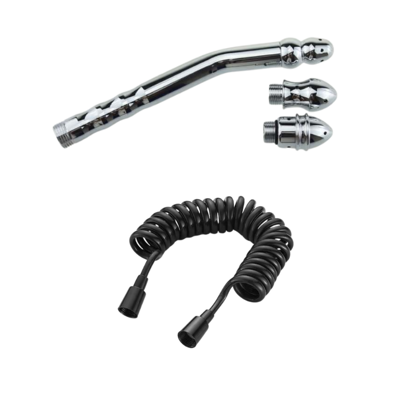 Telescopic Flexible Spring Hose/Cord + Shower Enema/Douche/Spuit = Combo