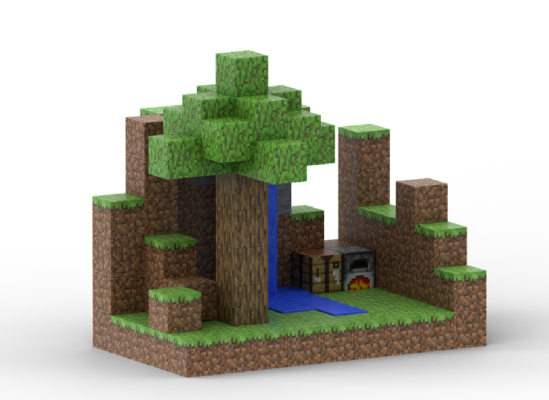 132 Piece Build Mine Magnet World Pixel Cube Blocks- Jungle Adventure
