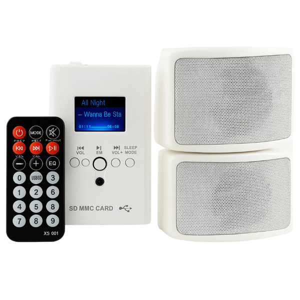 Kentech HY1215 4" 75W PA Speaker Kit Wall-Mount Player with USB &amp; Bluetooth