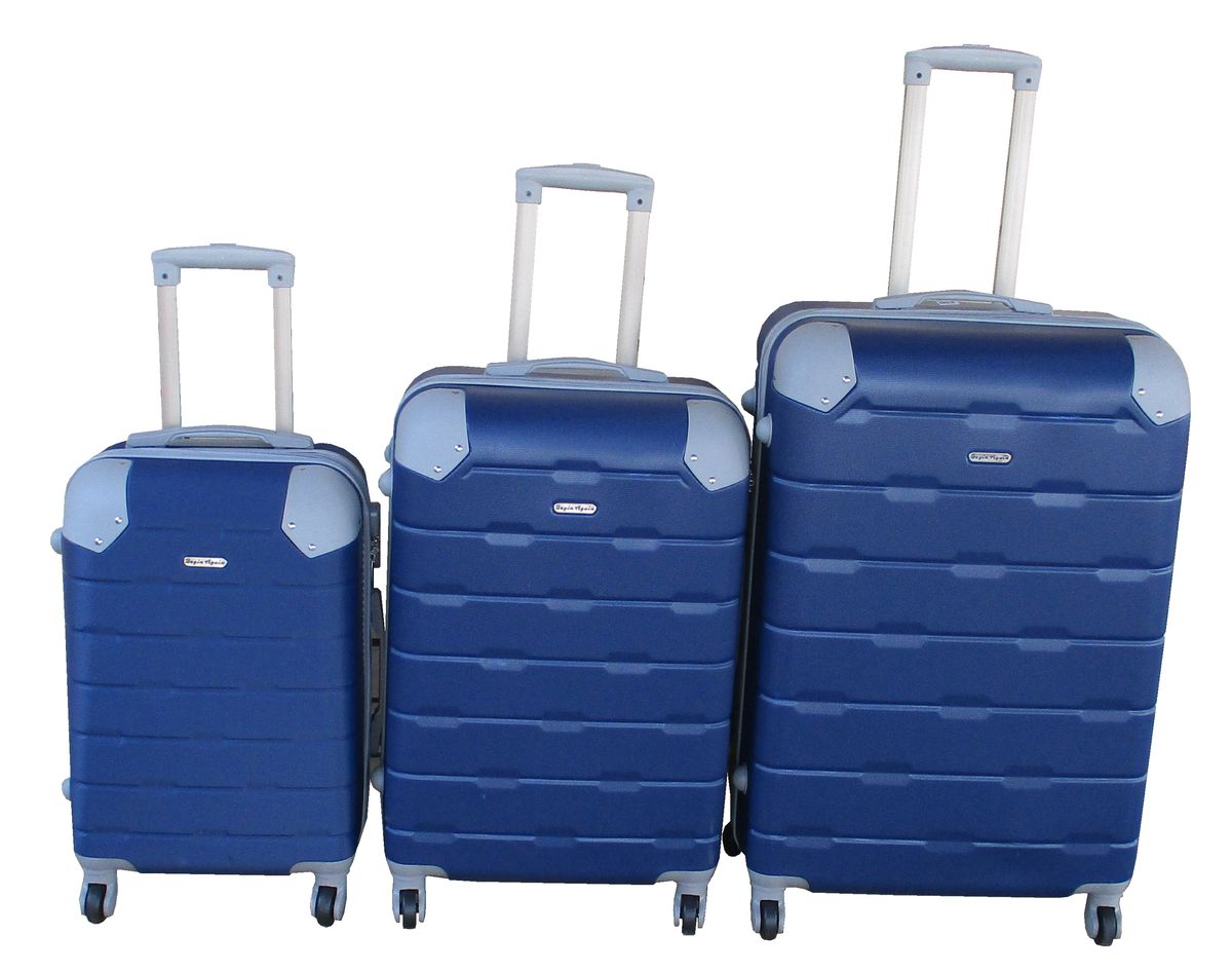 Navy 3-Piece ABS Luggage Set - Spinner Wheels , Telescopic Handle & Durable