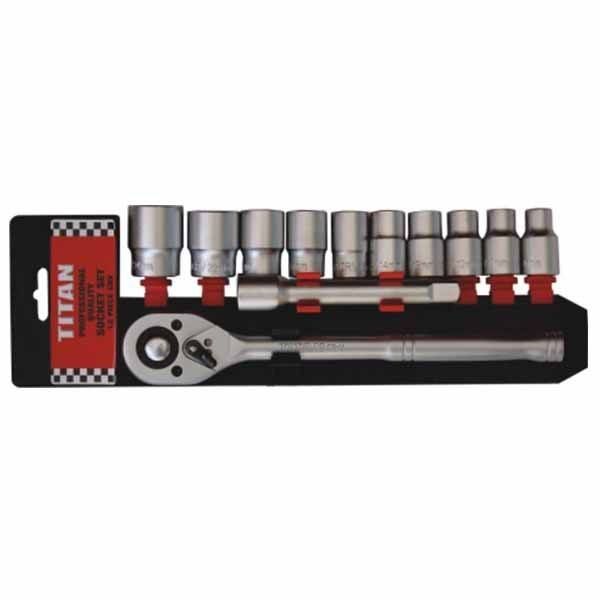 Titan 12 Piece Socket Set 1/2Inch Drive 12 Piece Plastic Hanger
