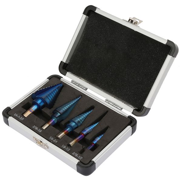Step Drill Bit Set, 5 Pcs HSS Cone Cutter, Triangular Shank for Drilling
