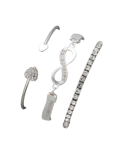 3-Piece Elegant Heart &amp; Infinity Charm Bracelet Set