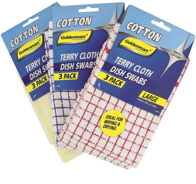 Goldenmarc Terry Dishcloth Swabs - 3 Pack