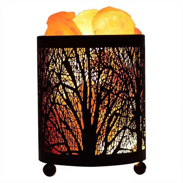 Bimix - Himalayan Salt Lamp Forest Black Metal Basket with Dimmer Switch